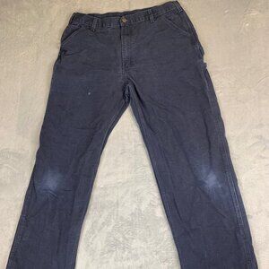 Carhartt Pants Mens 38x34 Petrol Blue Canvas Duck Dungaree Fit Carpenter B11 PTB